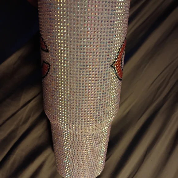 Crystal Bling Tumbler with Orange Chicago Bear Logo - Picture 2 of 5